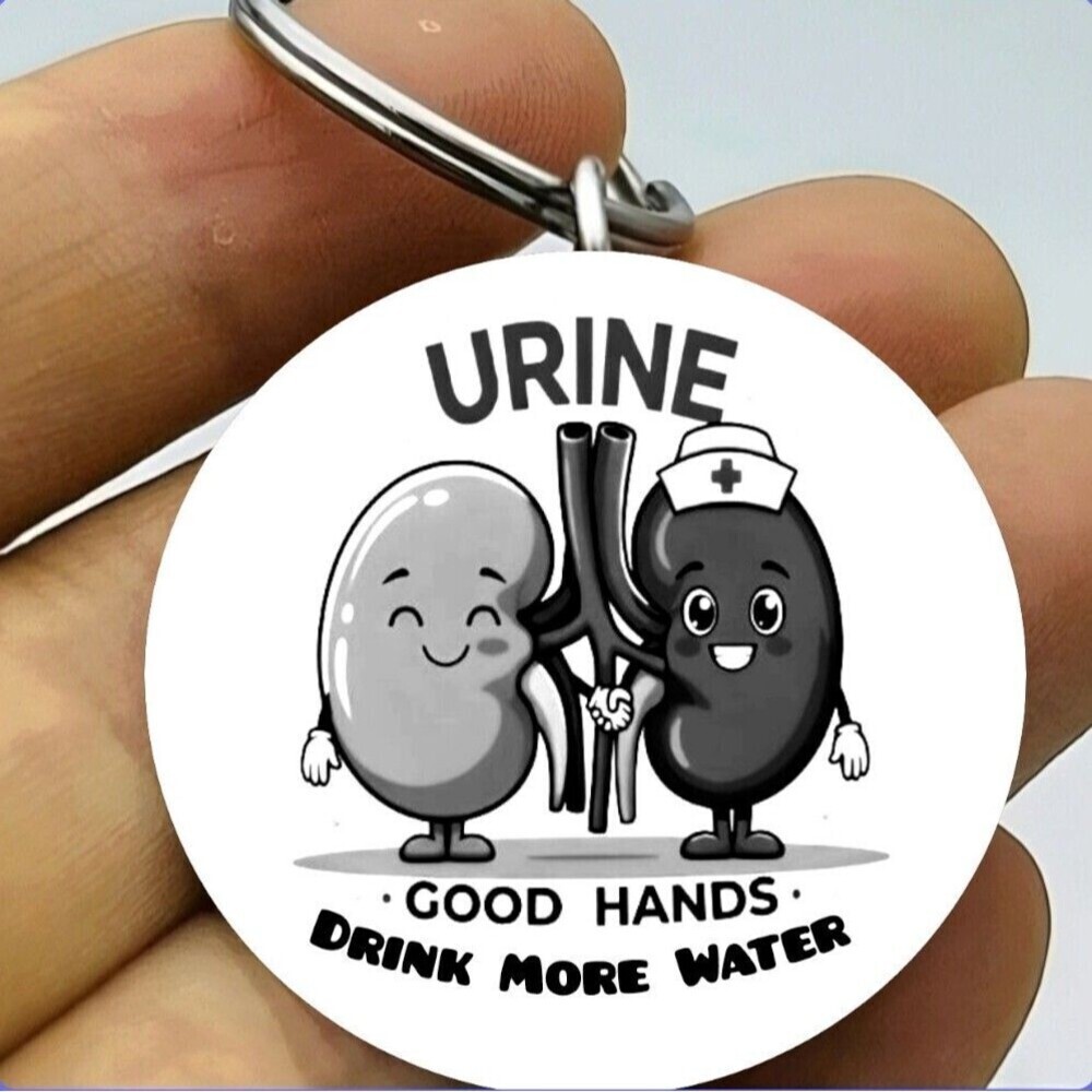 Kidney Funny Emoji Meme Good Hand Drink More Water Stainless Keychain Art